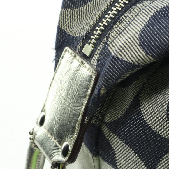 Coach Monogram Denim and Gray Canvas Shoulder Bag Purse - Picture 12 of 15